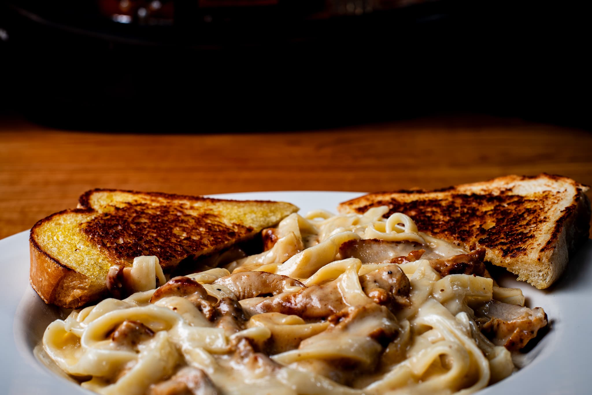 Fettuccine Alfredo with Grilled Chicken Strips